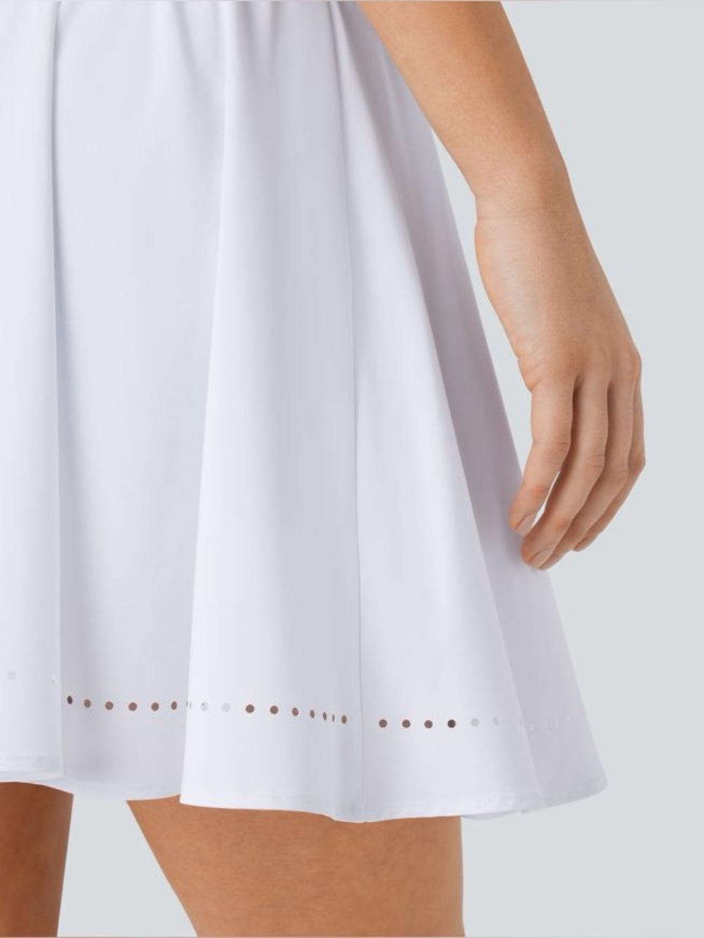Breezeful High Waisted Perforated 2-in-1 Flare Mini Skirt w/ Shorts & Pockets - Picture 3 of 4
